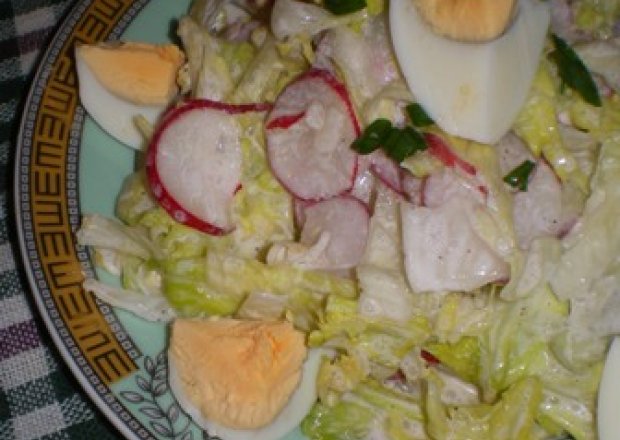 Fotografia przedstawiająca Sałatka z rzodkiewki, jajek i sałaty