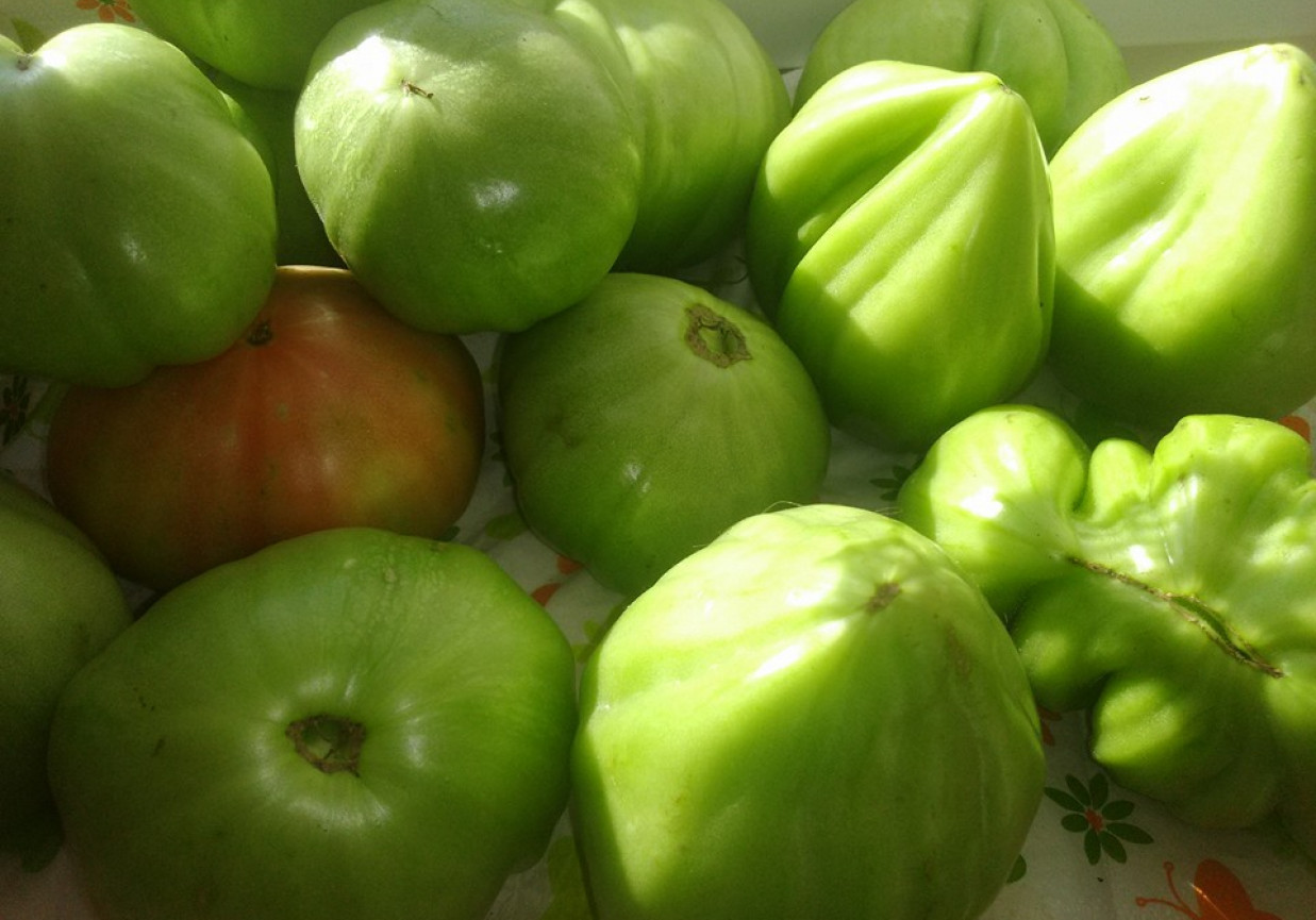 Sałatka z zielonych pomidorów z papryką foto