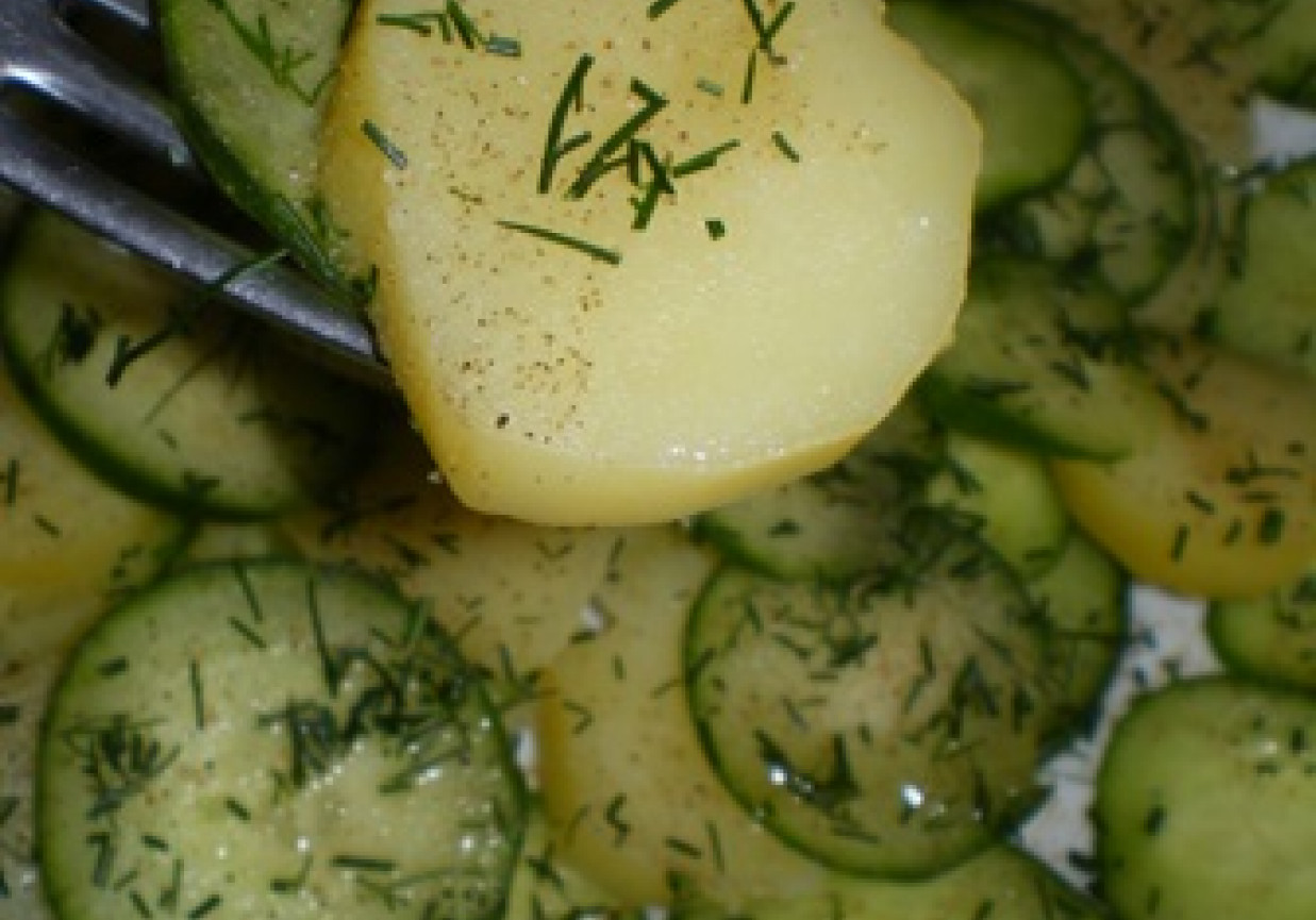 Sałatka z ziemniakami i ogórkiem zielonym foto