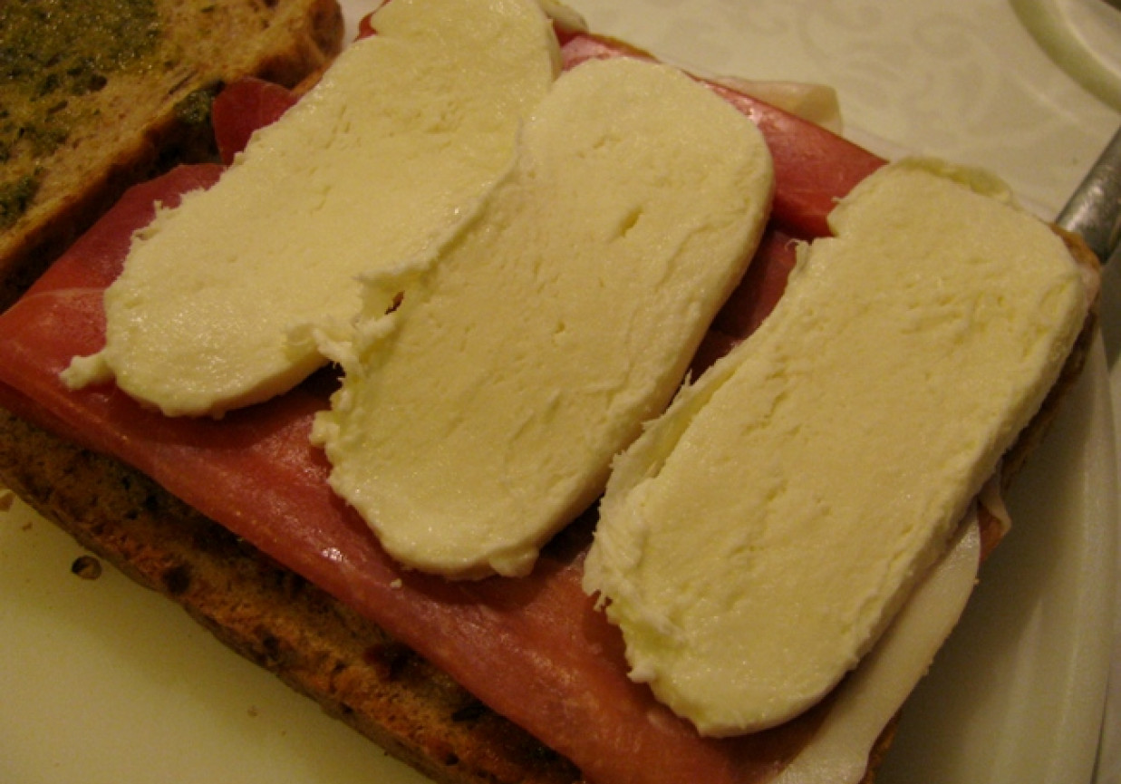 Sandwich z szynką prosciutto i mozzarellą foto