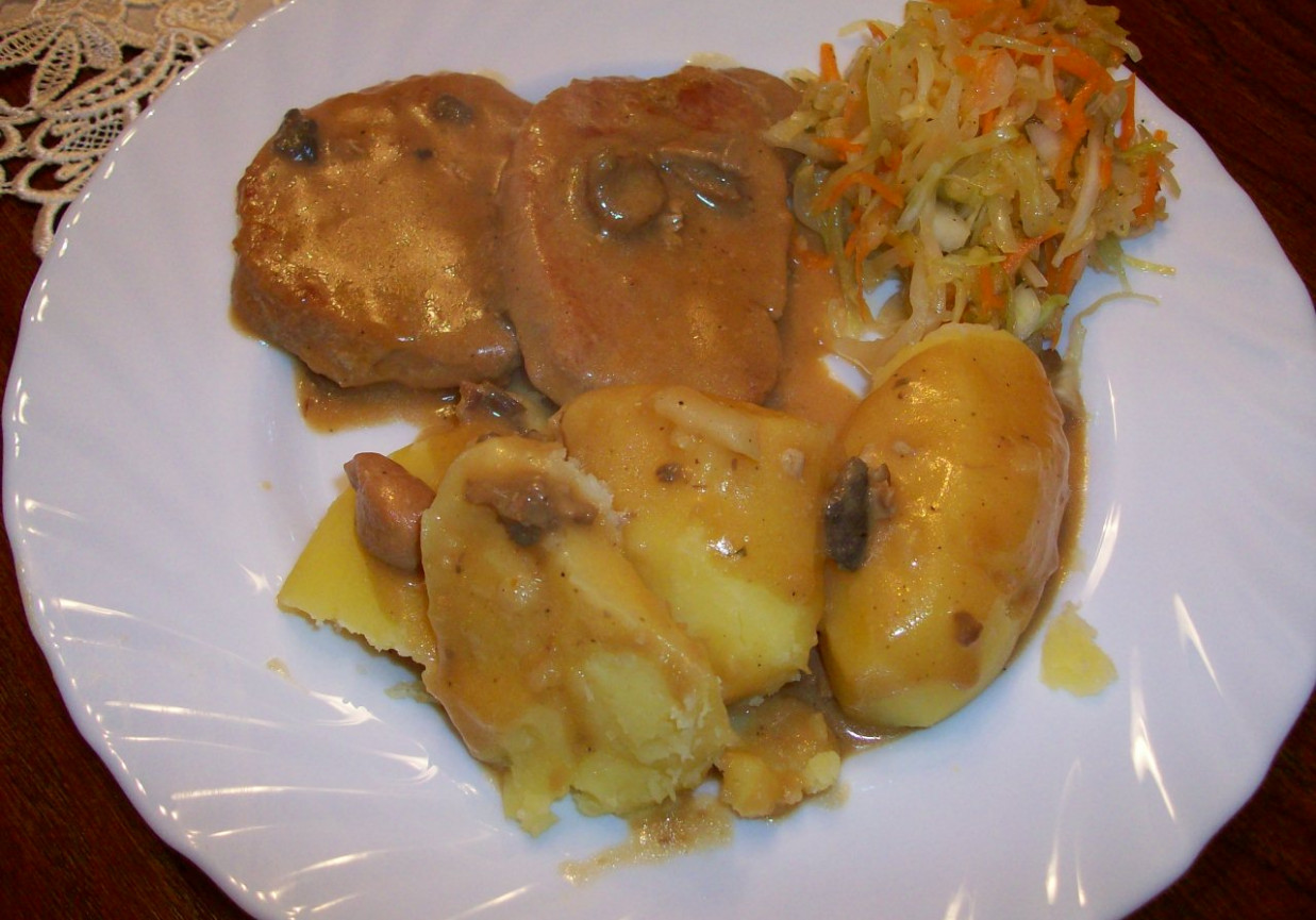 schab w sosie z prawdziwków foto