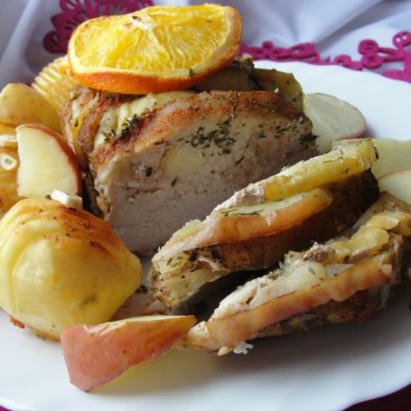 Krok 4 - Schab z jabłkami i pomarańczą foto