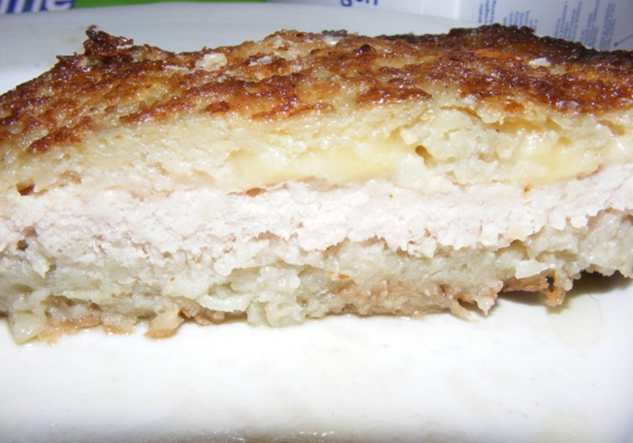 schab z serem w placku ziemniaczanym foto