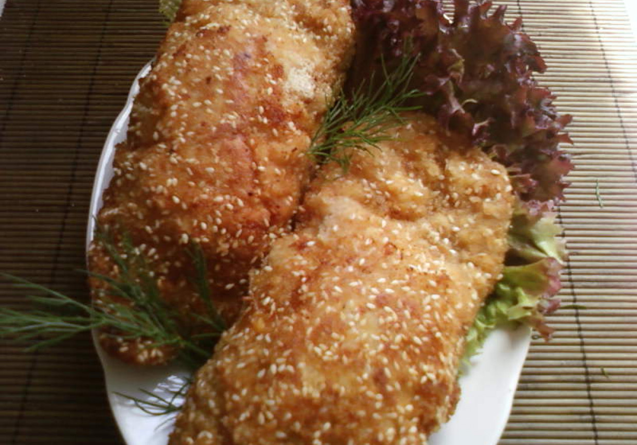 Schab z szynką i serem (w sezamie:) foto