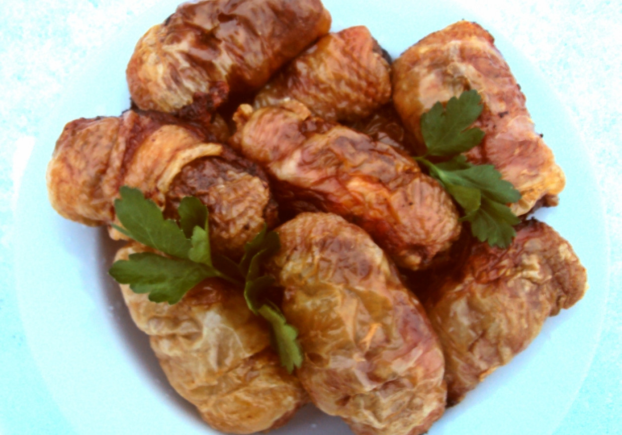 Skórki z kurczaka faszerowane mięsem mielonym foto