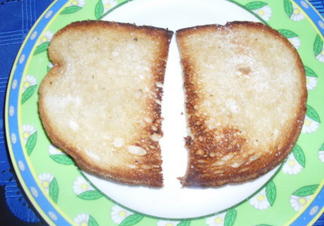 Smażony chleb z cukrem foto