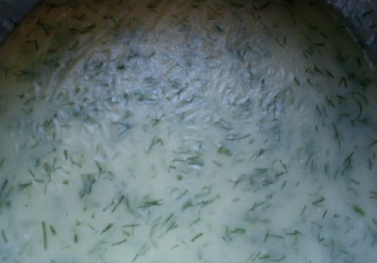 sos koperkowy, jajko i ziemniaki foto