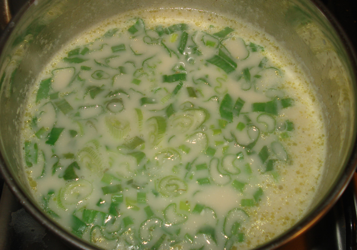 Sos serowy z zieloną cebulką foto