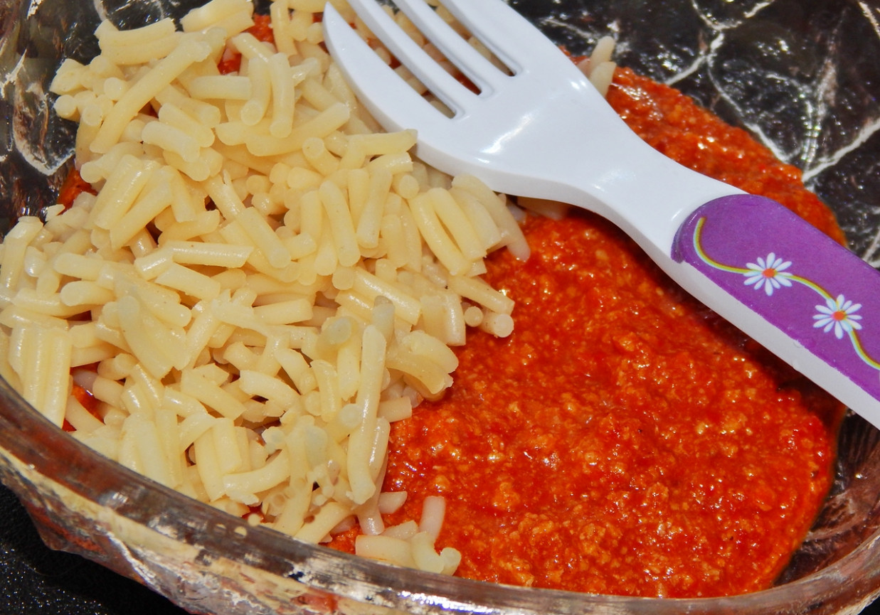 Spaghetti bolognese dla małego dziecka foto