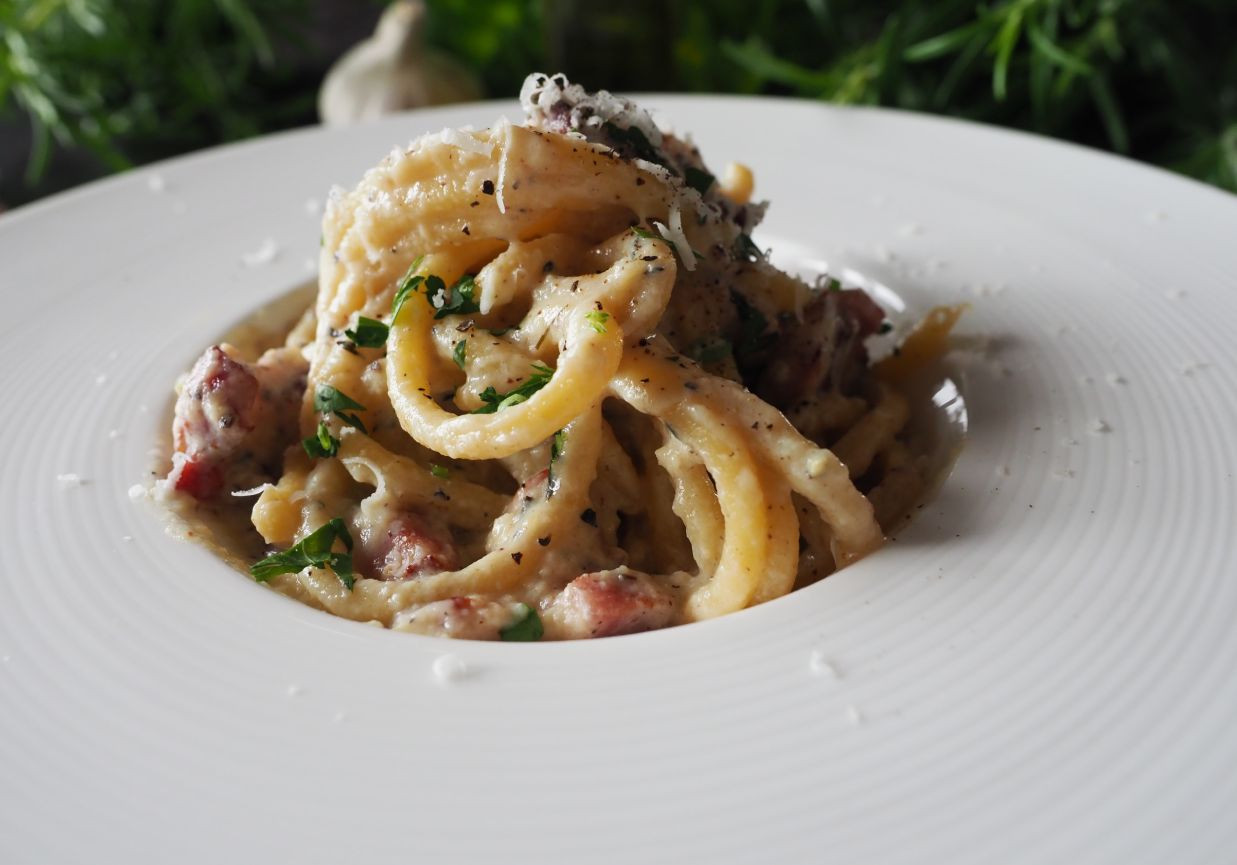 Spaghetti carbonara foto