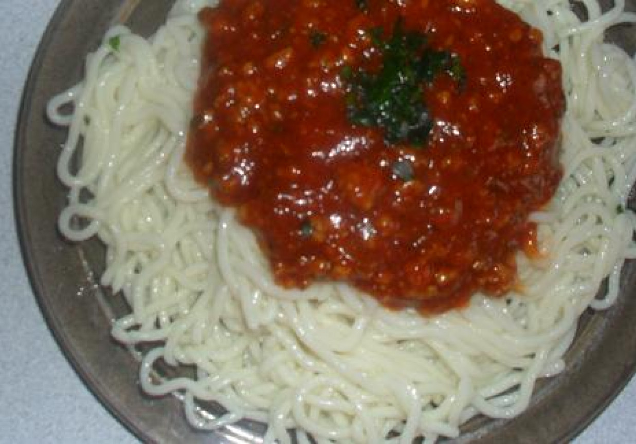 Spaghetti -makaron z sosem pomidorowym foto