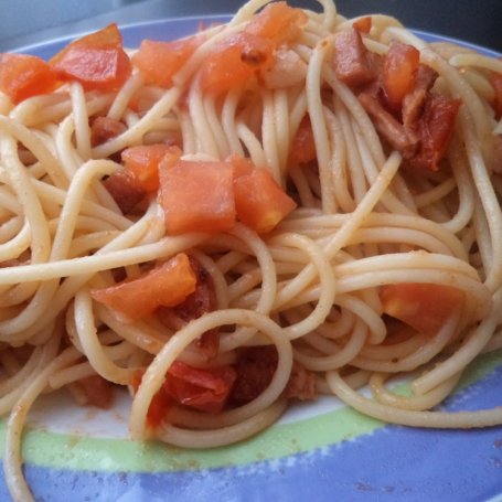 Krok 5 - Spaghetti z boczkiem i pomidorami foto