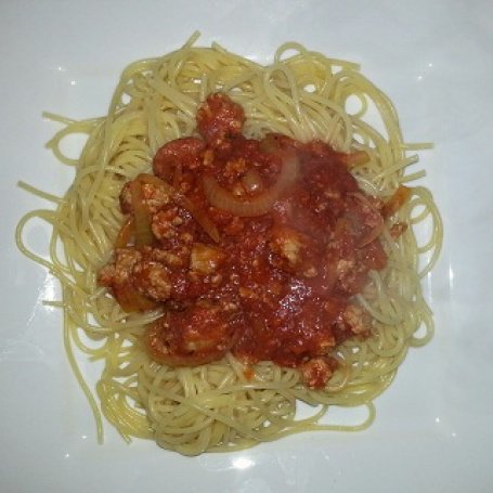 Krok 1 - spaghetti z cebulą foto