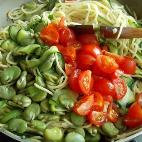 Krok 2 - Spaghetti z cukinią i bobem foto