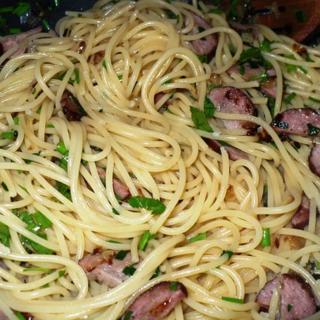 Krok 2 - Spaghetti z kiełbaską i mozzarellą foto