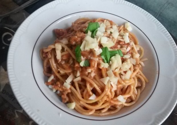 Fotografia przedstawiająca Spaghetti z mielonym indykiem