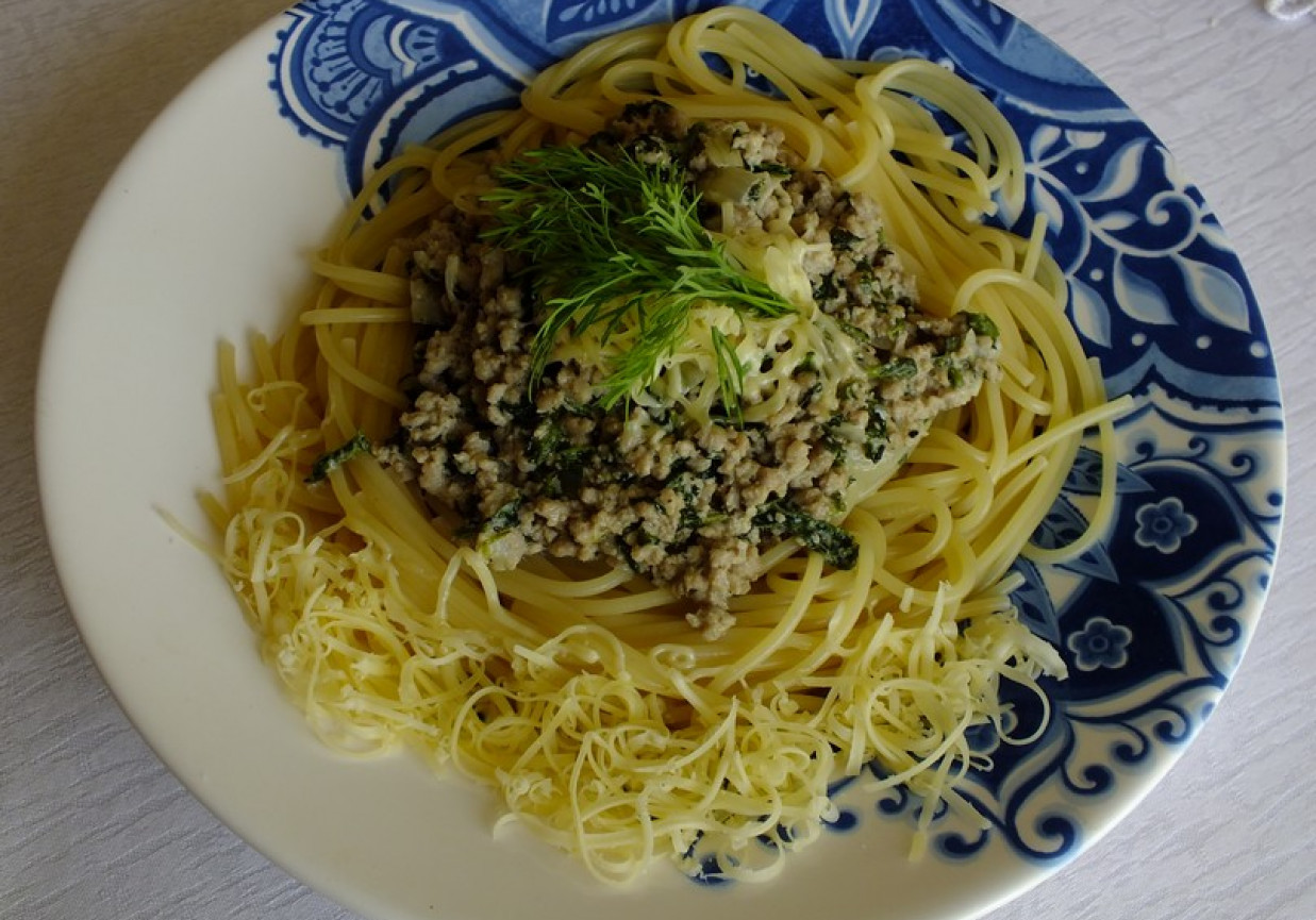 Spaghetti z sosem mięsno – pokrzywowym foto