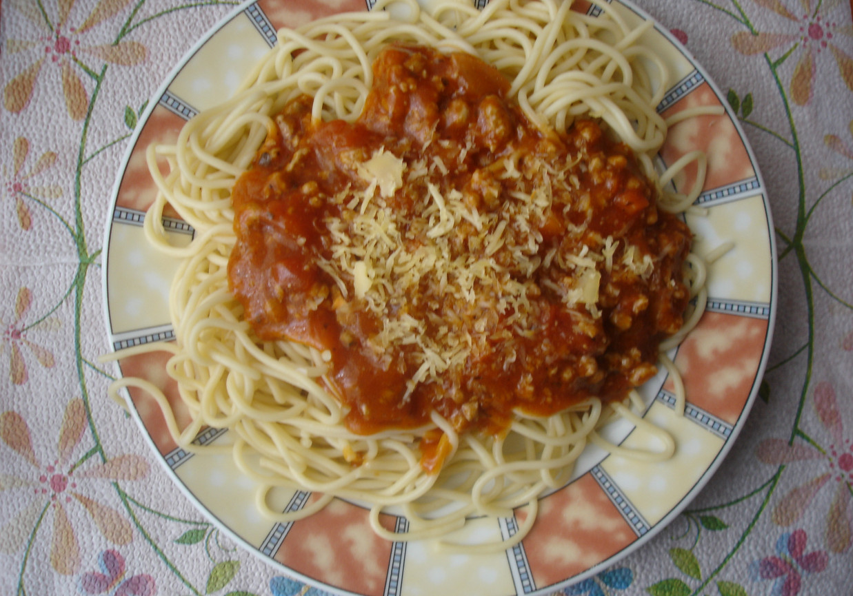 Spaghetti z sosem pomidorowym. foto