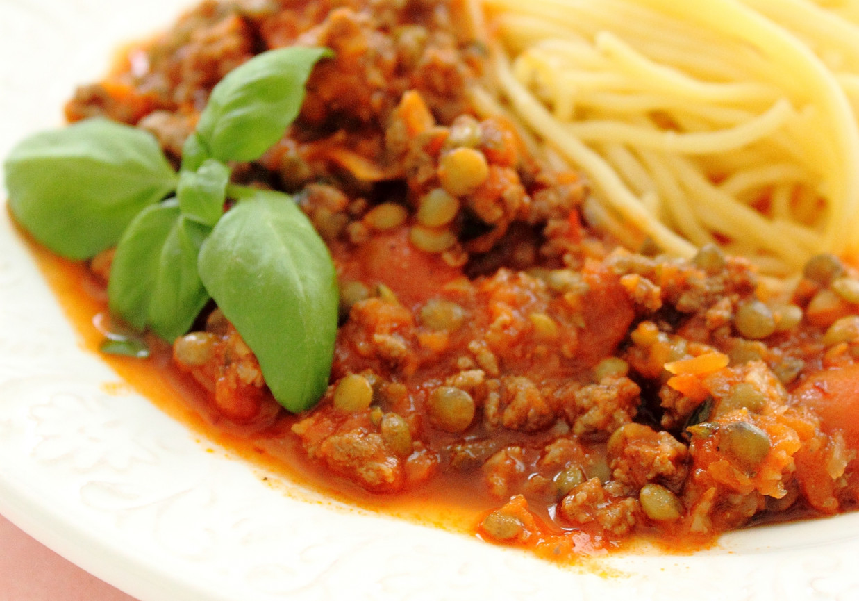 Spaghetti z zieloną soczewicą foto