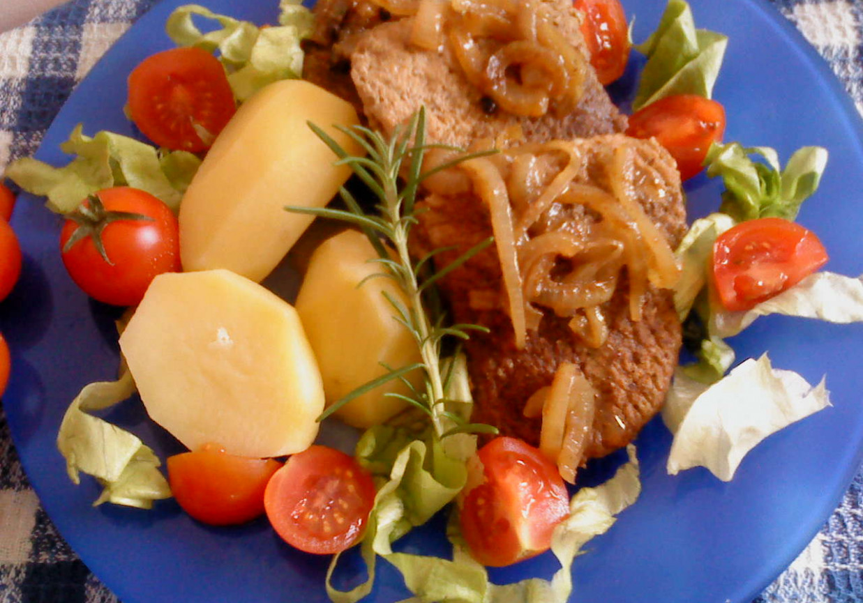 Stek wieprzowy z cebulką foto