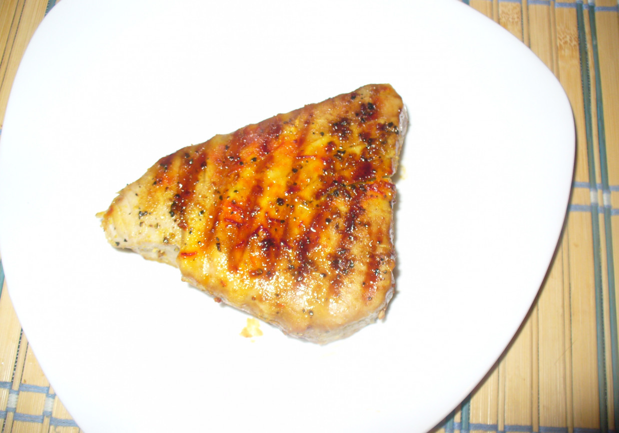 Stek z łososia grillowany z imbirem foto