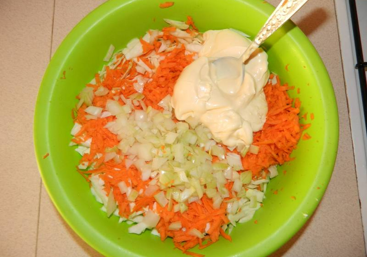 Surówka z białej kapusty,marchewki i cebuli. foto