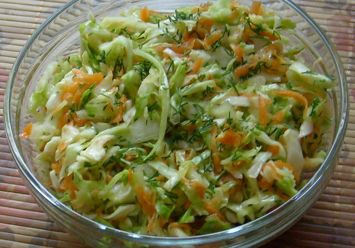 SURÓWKA Z MŁODEJ KAPUSTY Z MARCHEWKĄ I KOPERKIEM foto