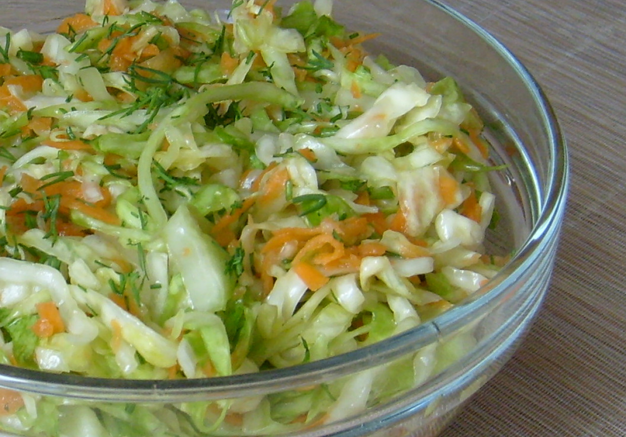 SURÓWKA Z MŁODEJ KAPUSTY Z MARCHEWKĄ I KOPERKIEM foto