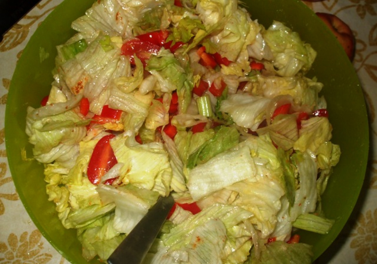 Surówka z sałatą, pomidorkami i jabłkiem foto