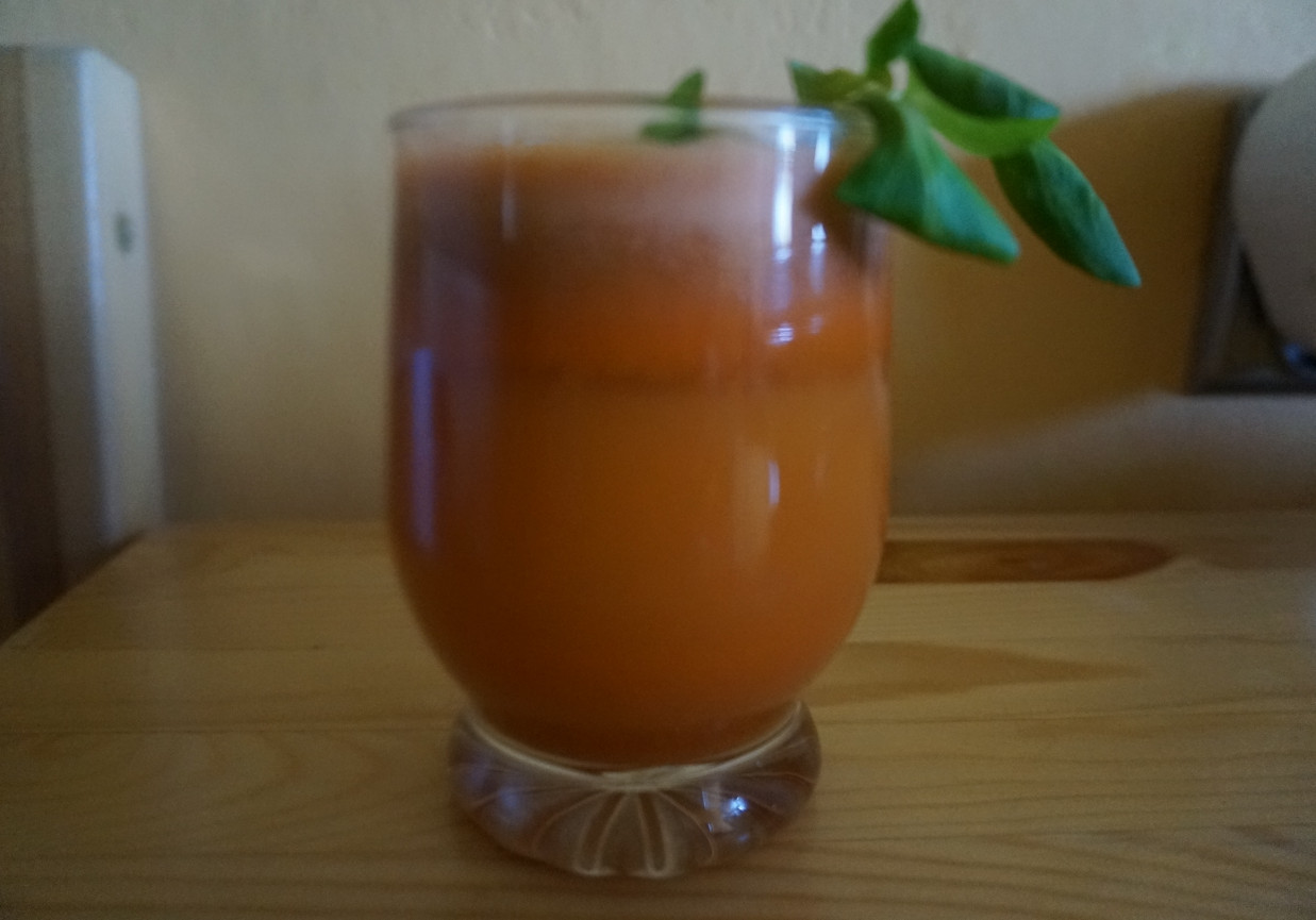 Świeżo wyciskany sok z marchewki, pietruszki i jabłka foto