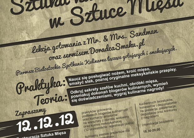 Sztuka kulinarna w Sztuce Mięsa Lekcja gotowania z Mr. & Mrs. Sandman oraz serwisem DoradcaSmaku.pl foto