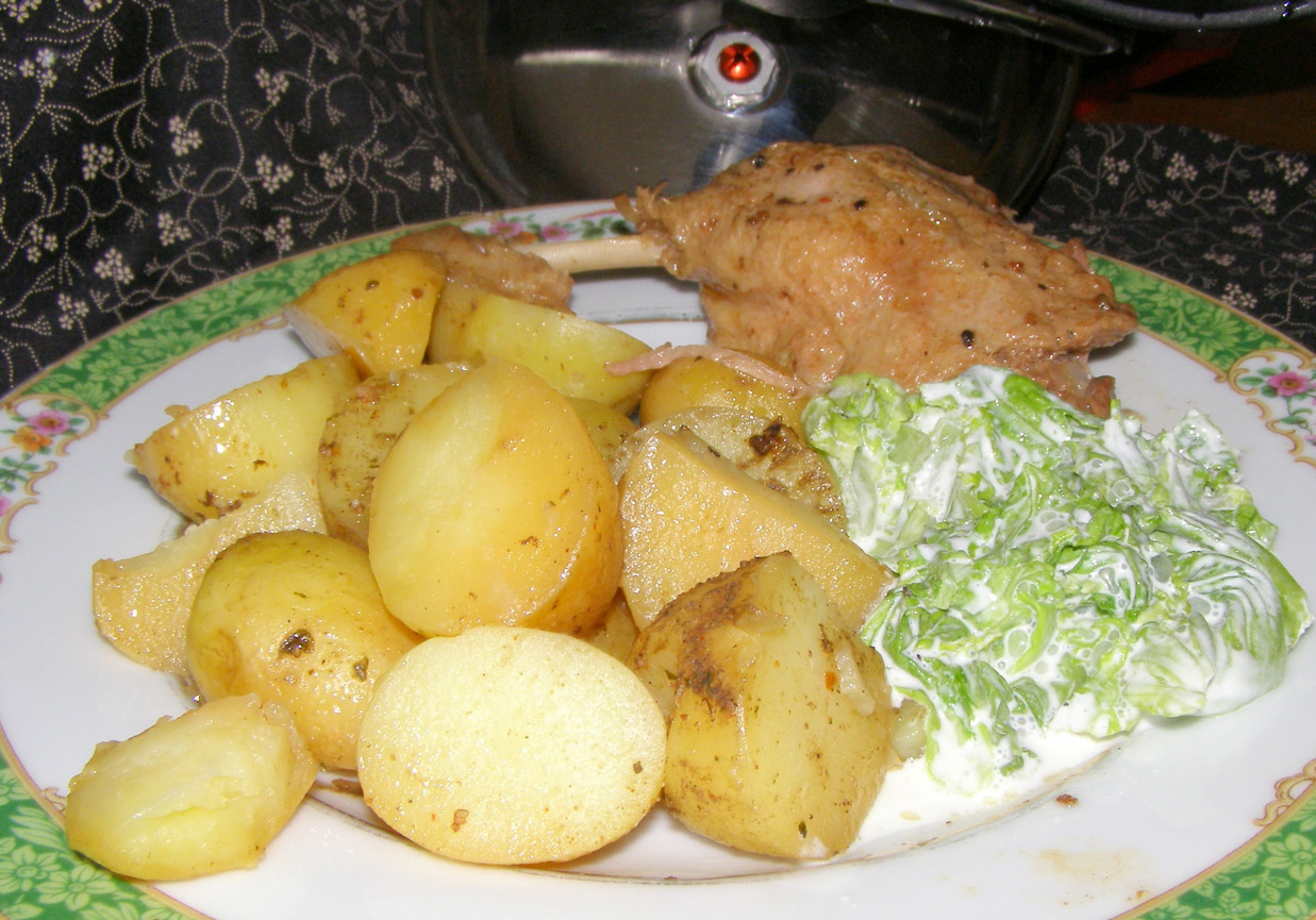 szybkowar-udko z kaczki z sałatą i ziemniakami... foto