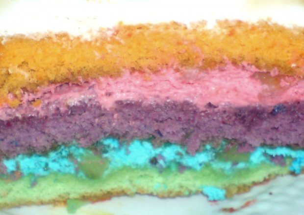 Fotografia przedstawiająca tęczowy tort
