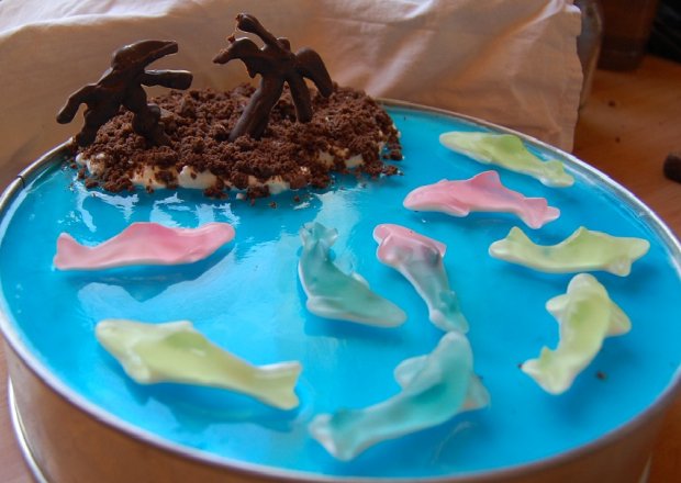 Fotografia przedstawiająca tort - błękitna laguna