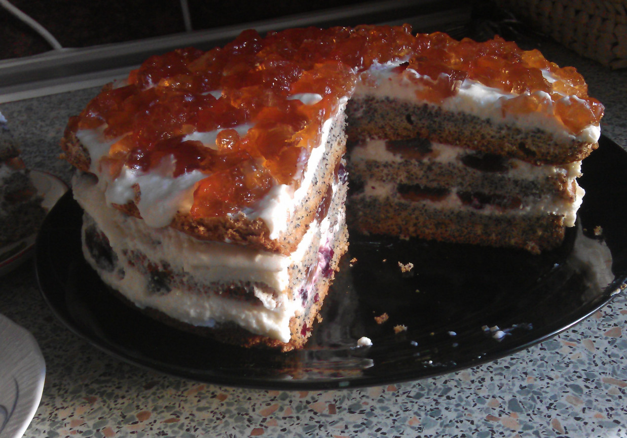 tort makowy z galaretką herbacianą foto