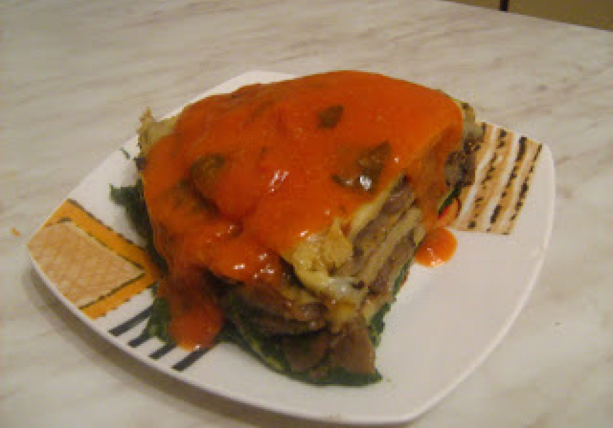 Tort nalesnikowy pieczarkowo - szpinakowy foto