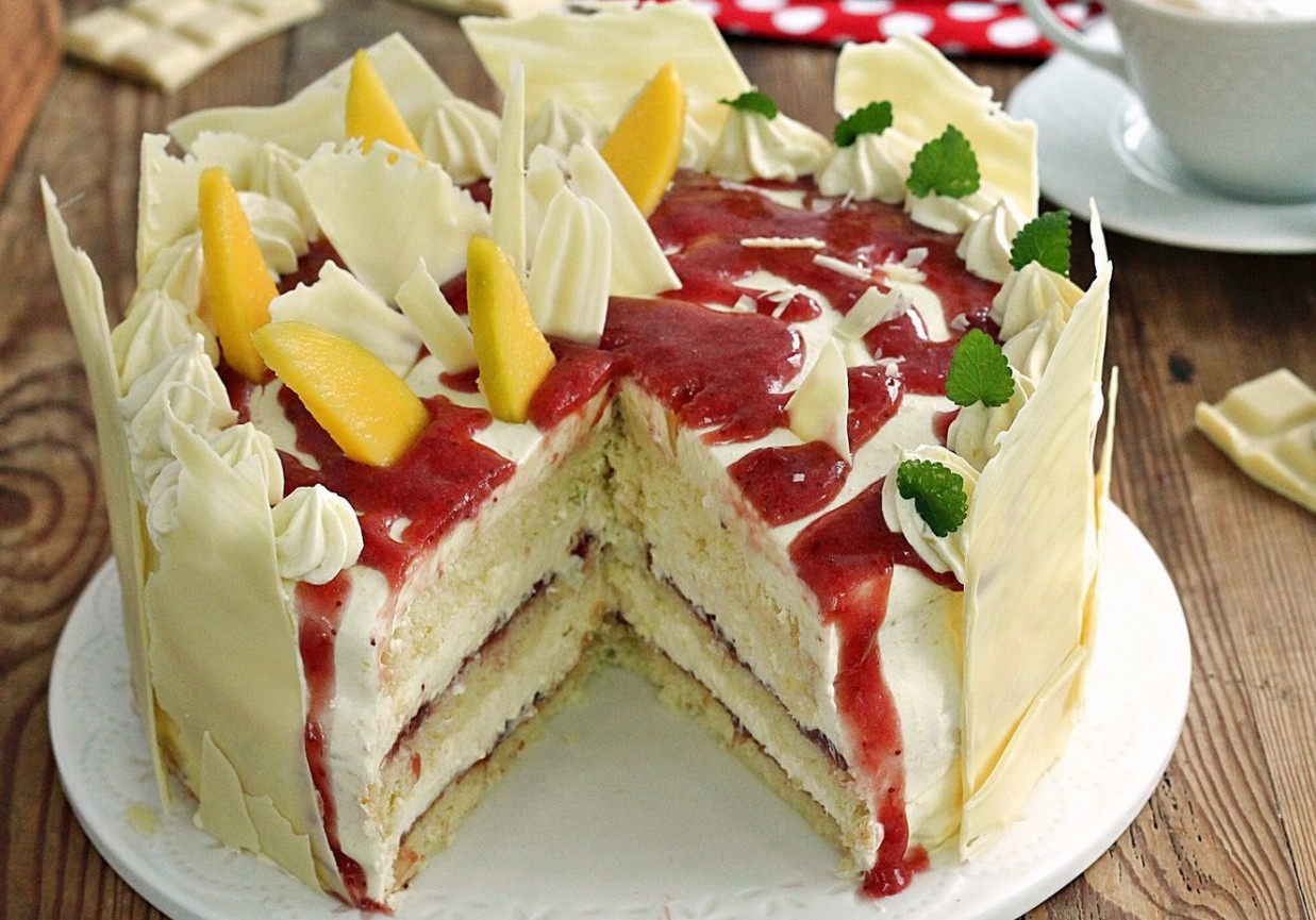 Tort z dżemem i mango foto