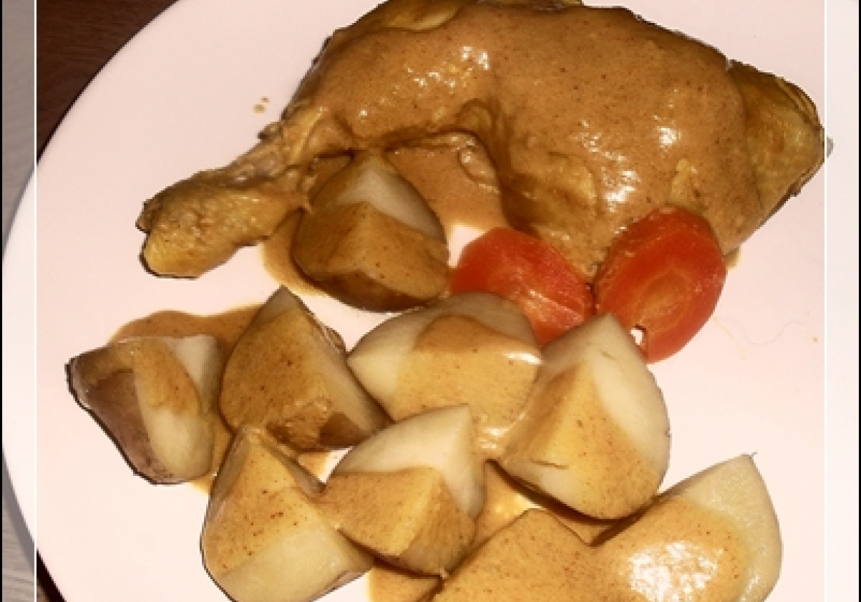 Udko kurczaka gotowane w sosie musztardowym foto