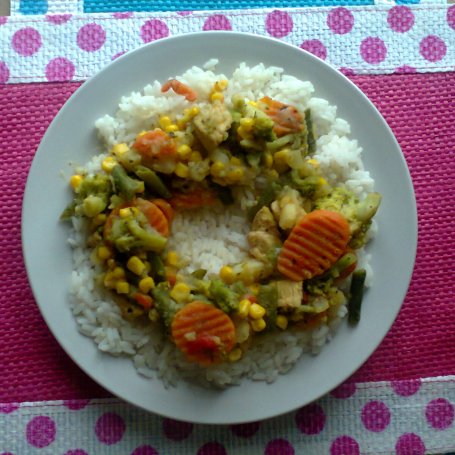 Krok 6 - Warzywa z ryżem basmati i kurczakiem ;) foto