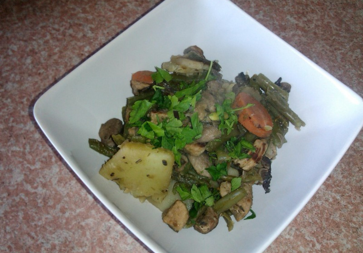 Warzywa z wieprzowiną z woka foto