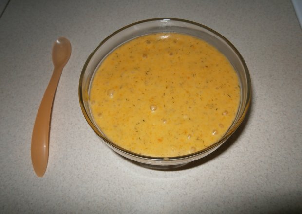 Fotografia przedstawiająca Warzywna papko-zupka z koperkiem dla niemowlaka.