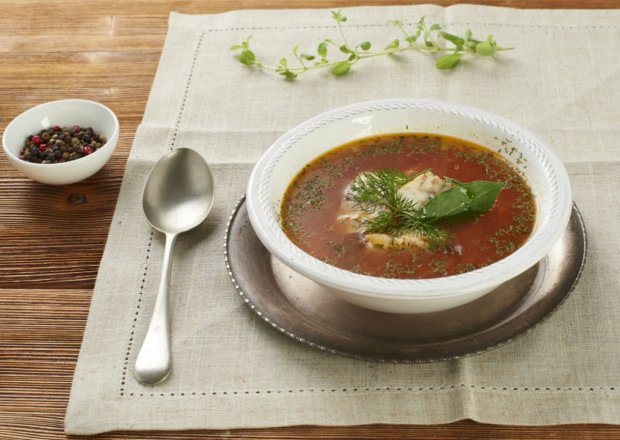 Fotografia przedstawiająca Wigilijna zupa rybno-pomidorowa z dorsza
