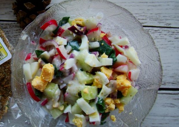 Fotografia przedstawiająca Wiosenna sałatka z sosem tzatziki