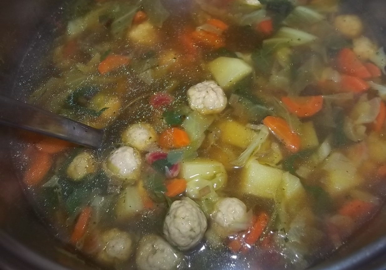 Wiosenna zupa z mięsnymi kuleczkami foto