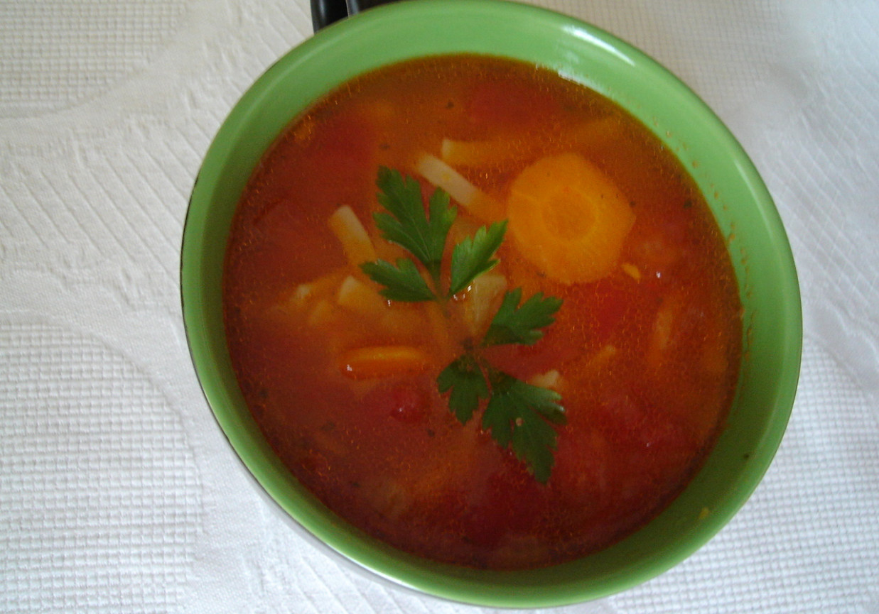 Włoska zupa pomidorowa z makaronem foto