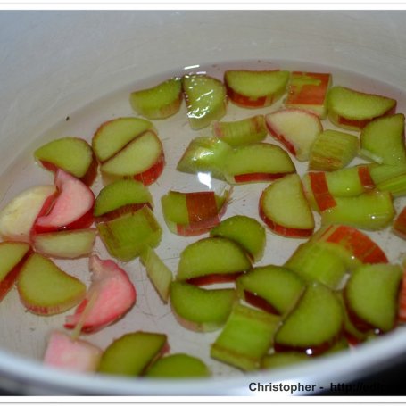 Krok 5 - Wykwintna zupa rabarbarowa z lodami w migdałowym krokancie. foto