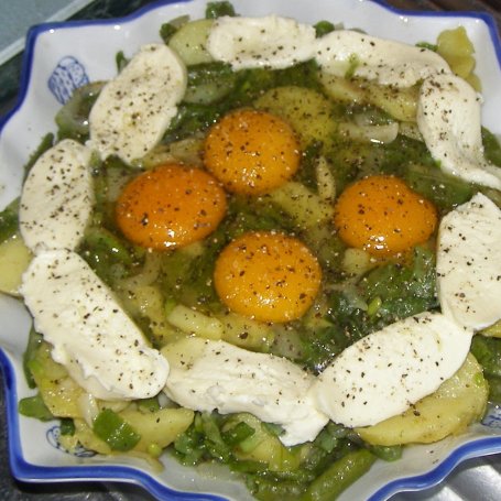 Krok 3 - z mikrofali ziemniaki z mozarellą i jajkami... foto
