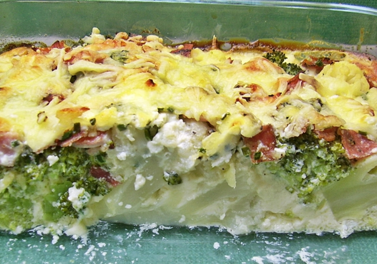 Zapiekanka kalafiorowo - brokułowa pod serową pierzynką foto