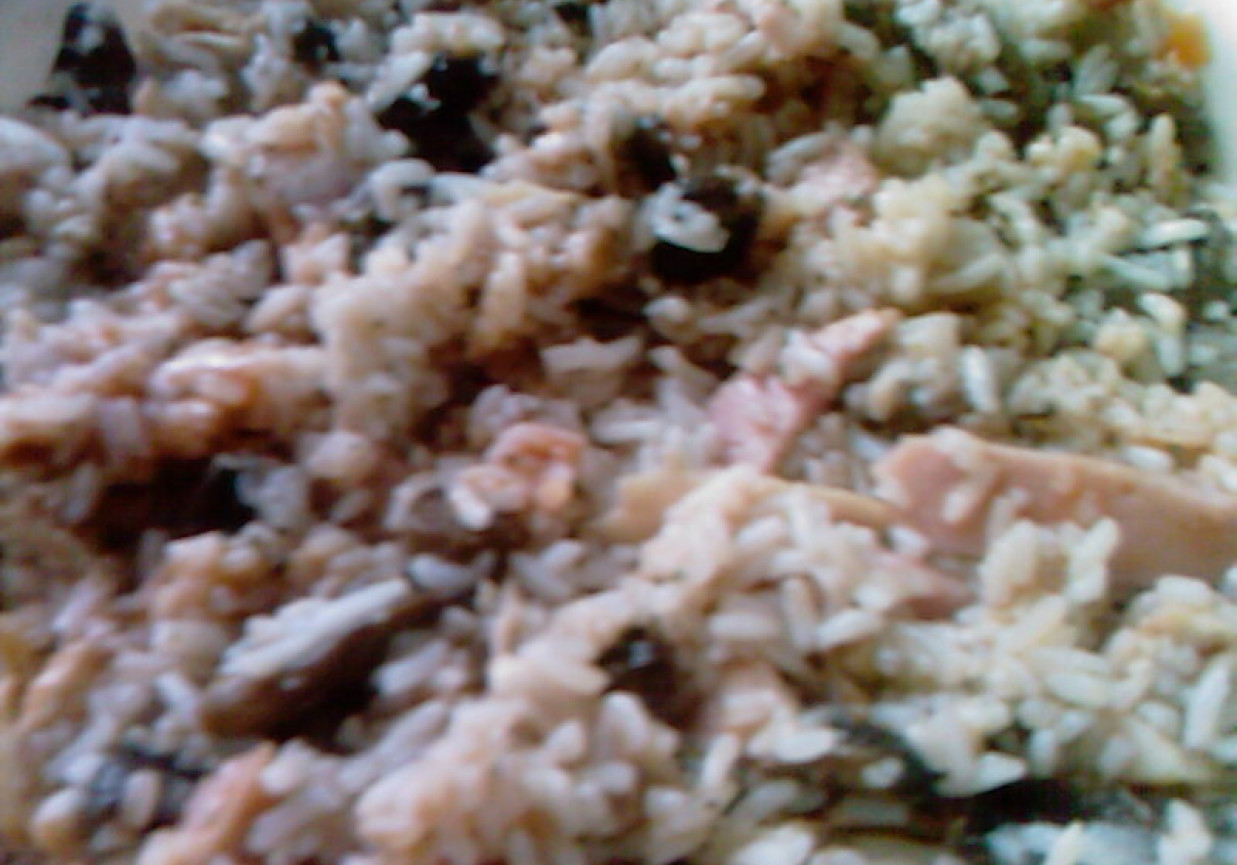 Zapiekanka ryżowa z pieczarkami i kurczakiem foto