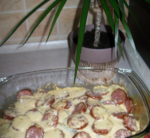 Fotografia przedstawiająca Zapiekanka z ziemniakami i serem